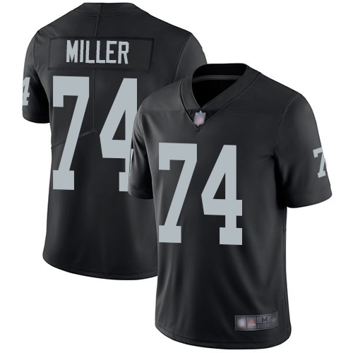 Men Oakland Raiders Limited Black Kolton Miller Home Jersey NFL Football #74 Vapor Untouchable Jersey->nfl t-shirts->Sports Accessory